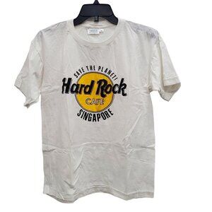 Hard Rock Singapore White Vintage Single Stitch SS Graphic Tee Size‎ 42 / L